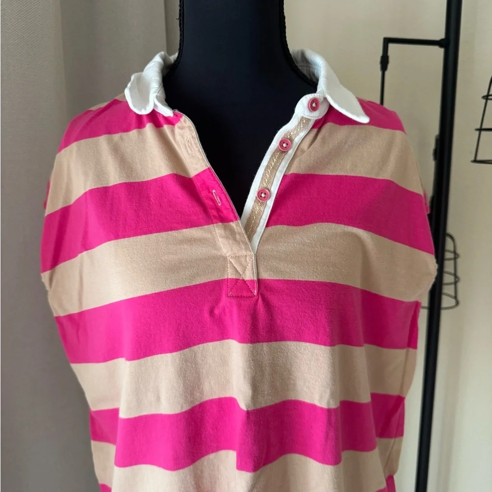 Anthropologie Maeve Sleeveless Polo Porter Shirt Preppy Stripes Size Medium - Picture 3 of 7